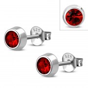 Garnet CZ Silver Stud Earrings, e426st